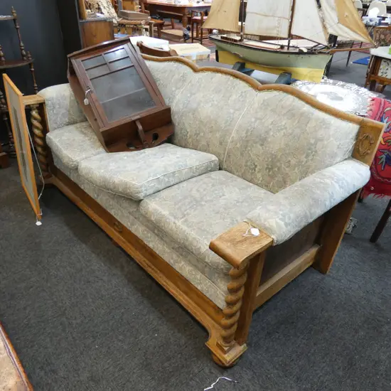 1930'S OAK BARLEY TWIST 3 PCE LOUNGE SUITE