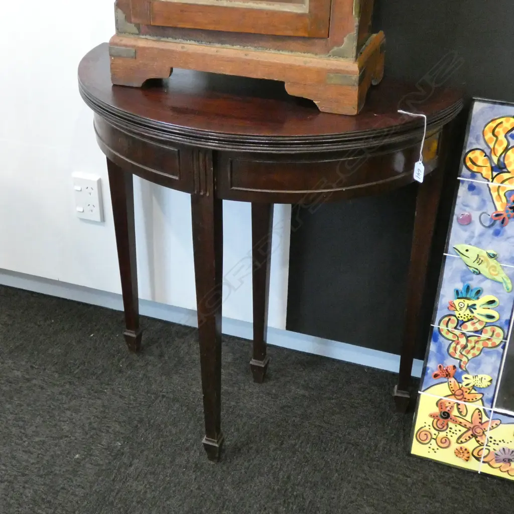 MAHOGANY HALF ROUND HALL TABLE W 750 MM Image 1++