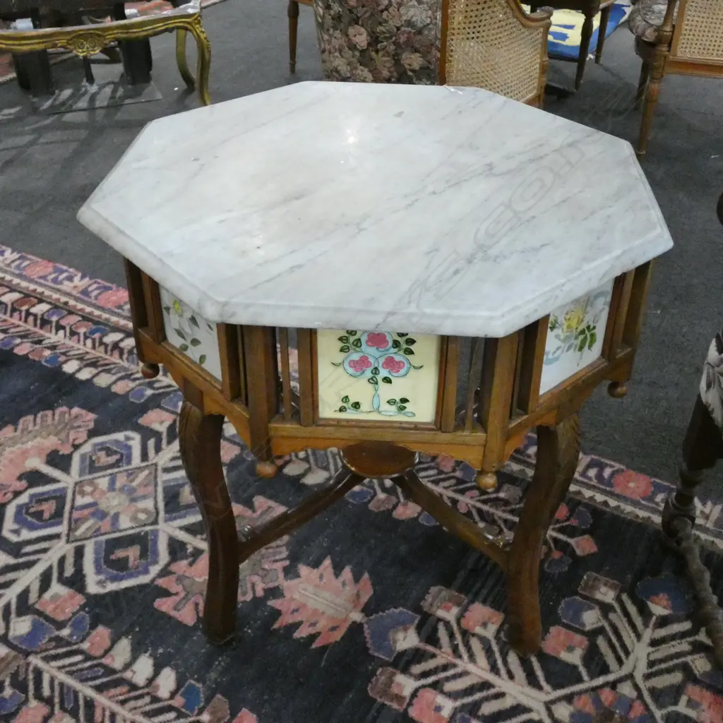 ANGLO-INDIAN OCTAGONAL MARBLE TOPPED SIDE TABLE Image 1++