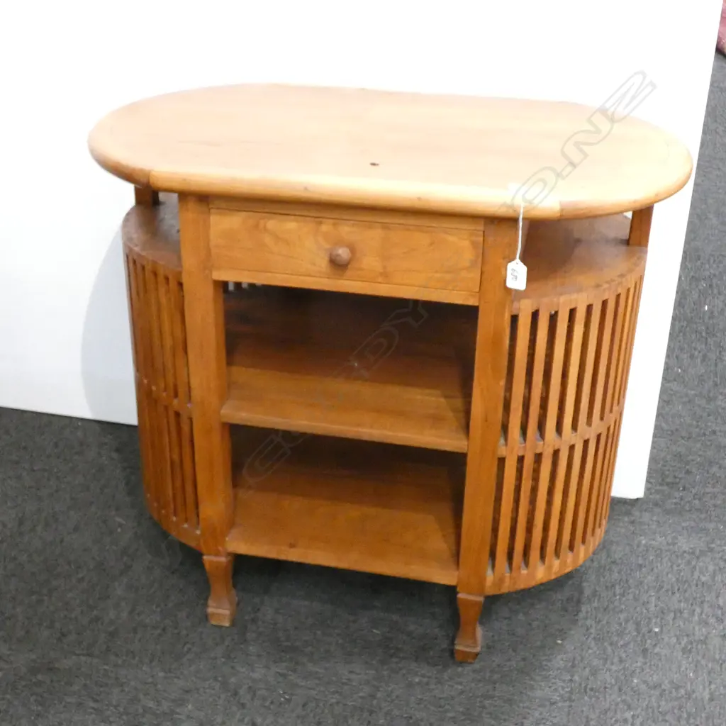 OVAL TEAK BOOKCASE/SIDE TABLE W 850 MM Image 1++