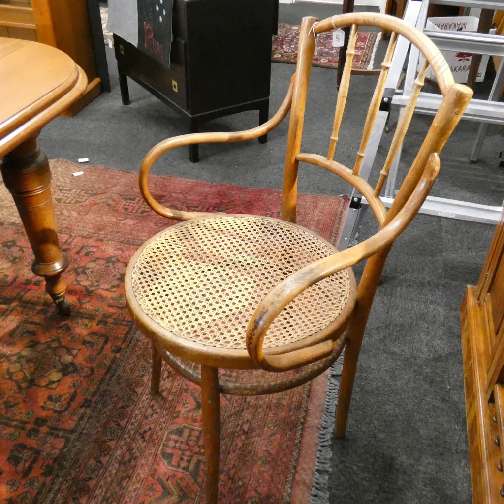 FRENCH 1920's CANE/WOOD OFFICE CHAIR Image 1++