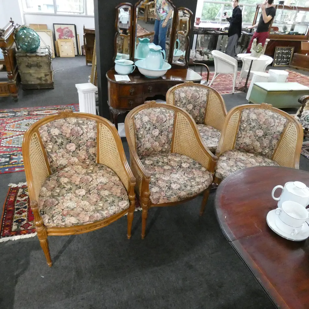 4 FRENCH STYLE BERGERE ARMCHAIRS Image 1++
