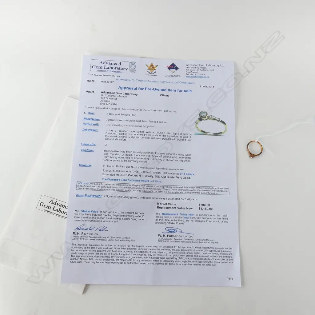 9CT YELLOW GOLD DIAMOND SOLITAIRE RING WITH APPRAISAL Image 1++