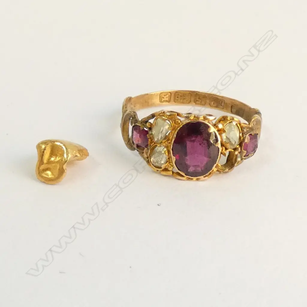 GEORGIAN/VICTORIAN GOLD RING (AS-IS) MARKED ⑫ .⑤ BIRMINGHAM K; & GOLD FINDINGS Image 1++