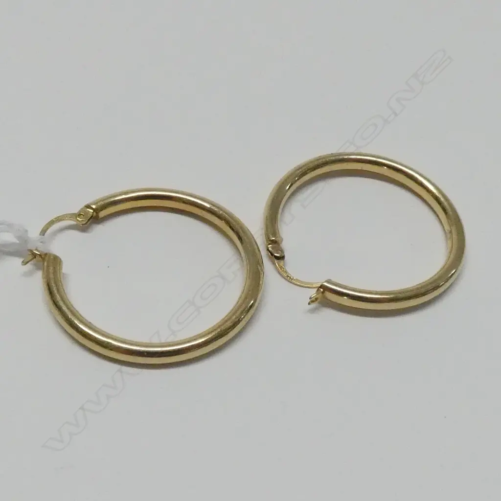 14CT GOLD HOOP EARRINGS 2.2 GRAMS 3CM DIA Image 1++