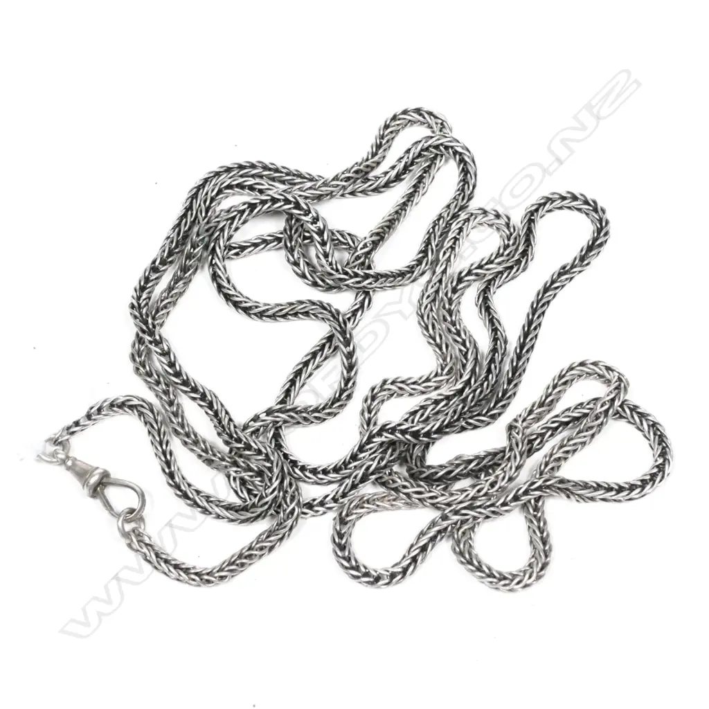 SILVER MUFF CHAIN CLIP STAMPED STERLING L.1400mm Image 1++