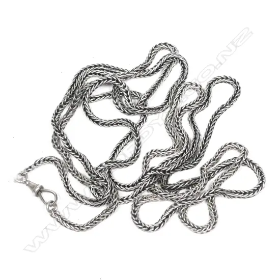 SILVER MUFF CHAIN CLIP STAMPED STERLING L.1400mm