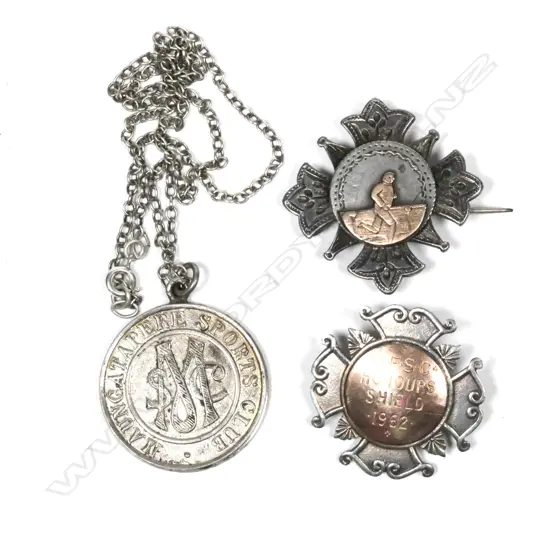 3 NZ SILVER MEDALLIONS. 1 WITH GOLD RUNNER..