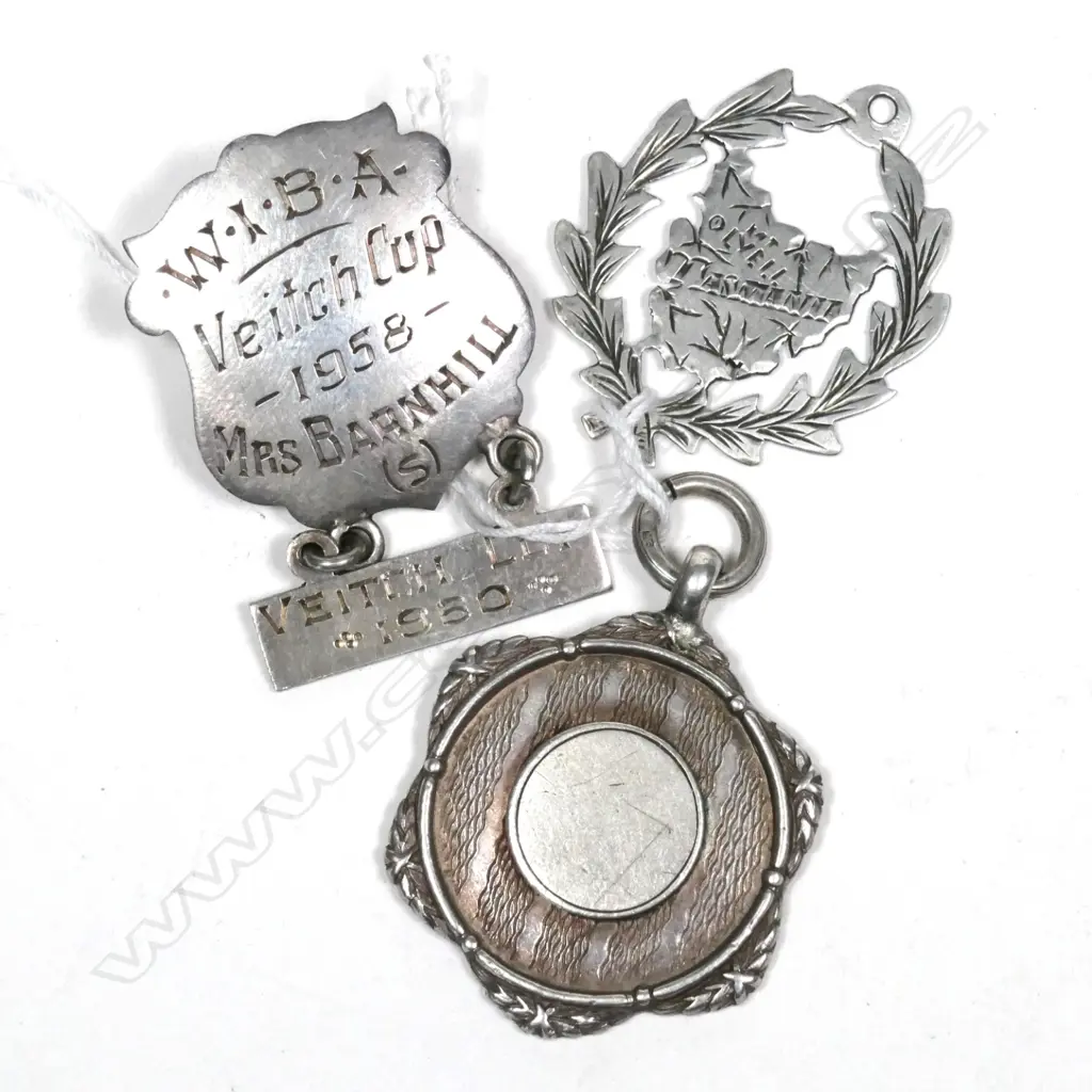 3 SILVER FOB MEDALLIONS. 1X LYELL TASMANIA ETC Image 1++