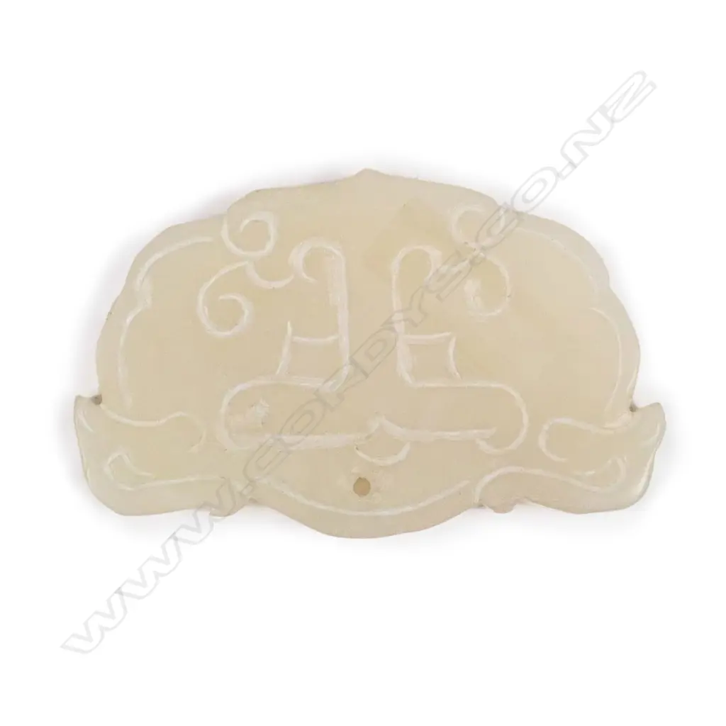 CHINESE 'MUTTONFAT' JADE PANEL IN THE HAN MANNER 85MM L. Image 1++