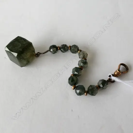 AGATE BEAD FOB WITH GOLD PLATED DOG CLIP