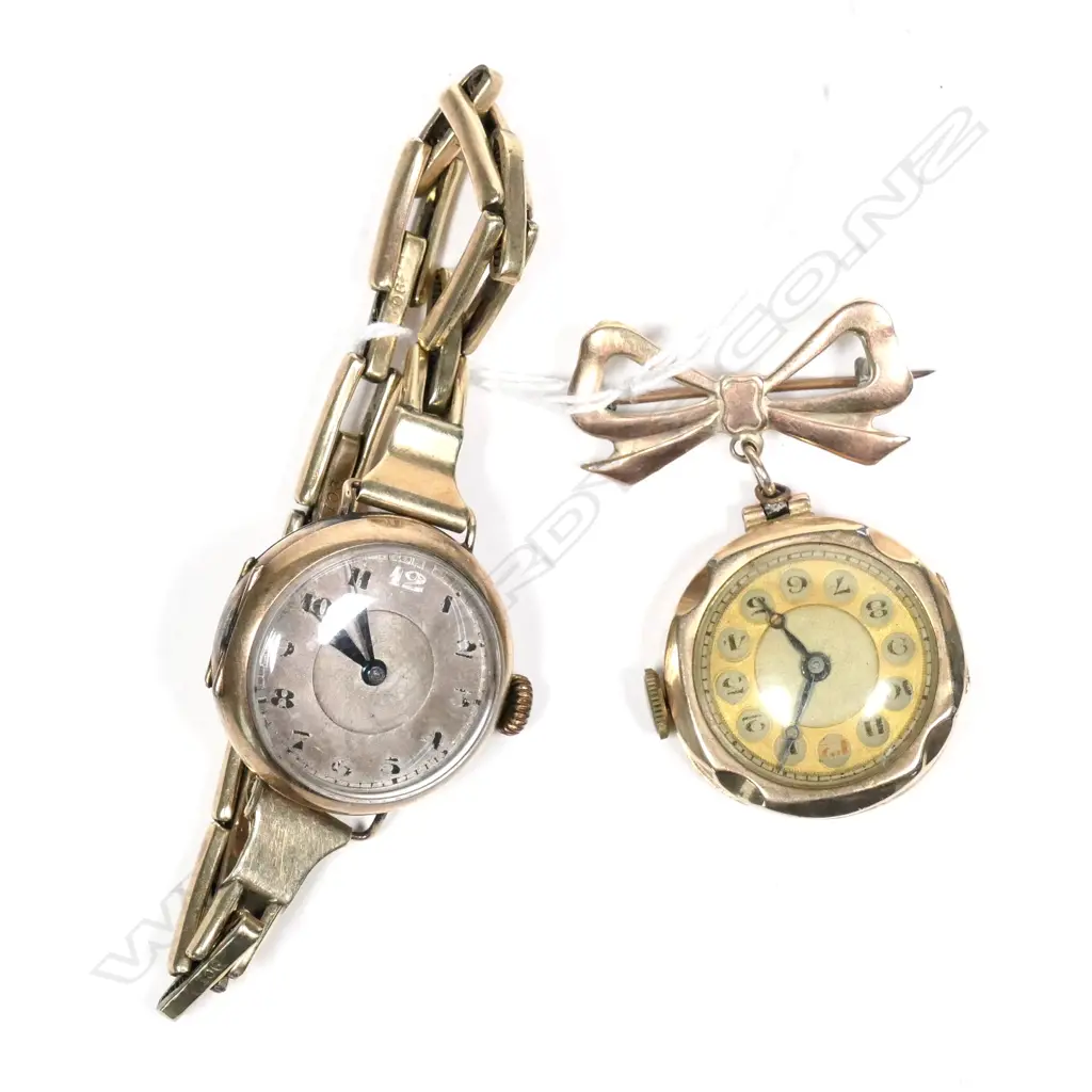 2 1920's 9ct GOLD CASED LADIES W/WATCHES... Image 1++