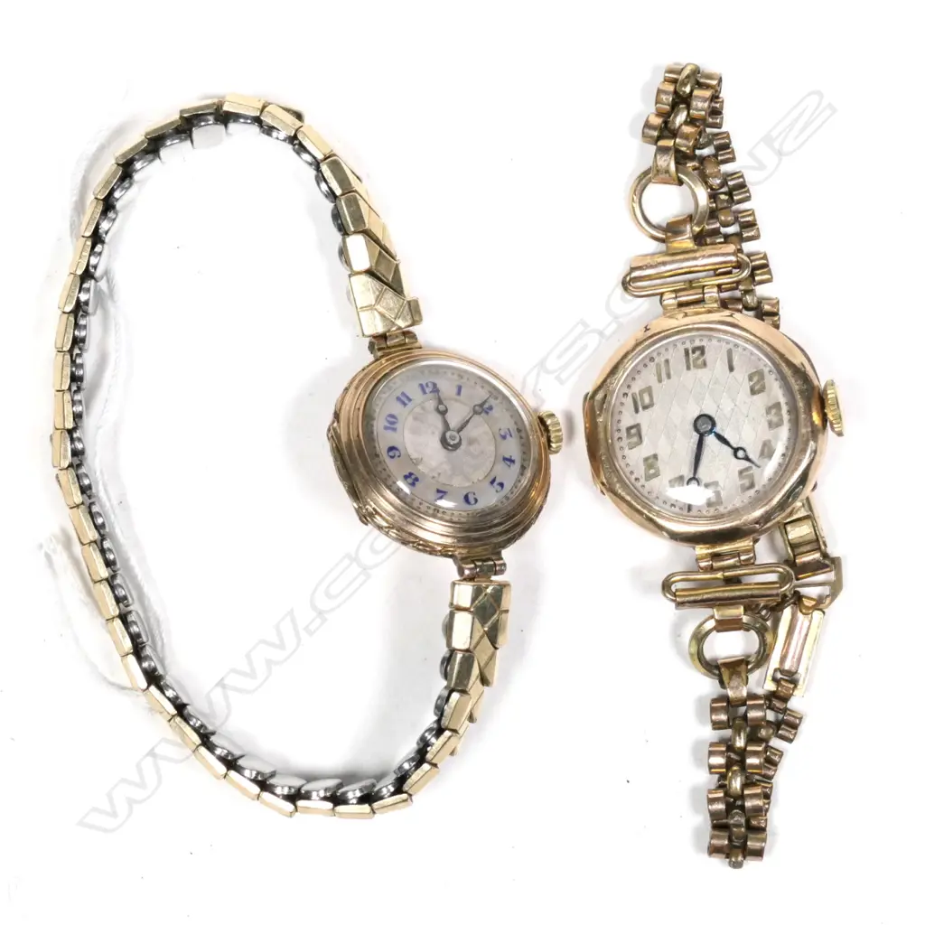 2 1920's 9CT CASED LADIES W/WATCHES Image 1++
