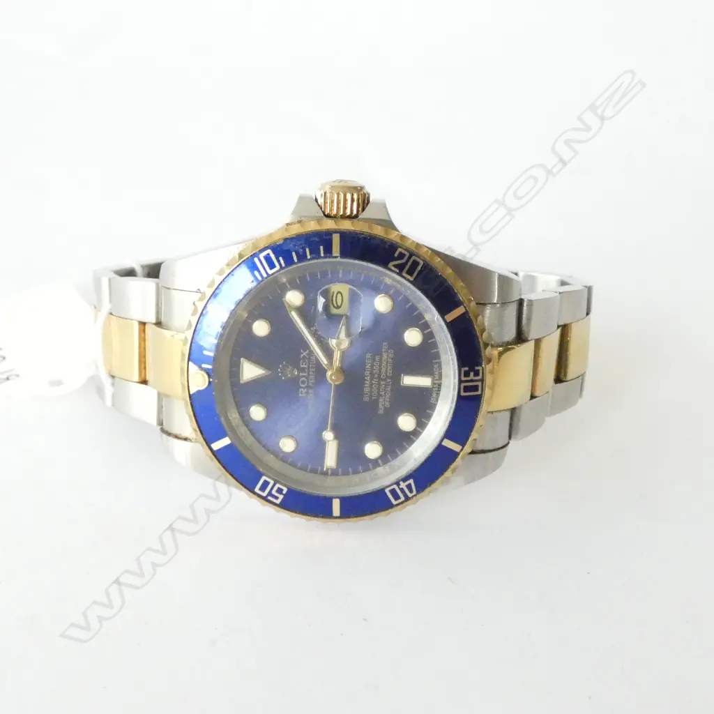 REPLICA ROLEX SUBMARINER BLUE DIAL WATCH 40MM, BI-COLOUR BRACELET Image 1++