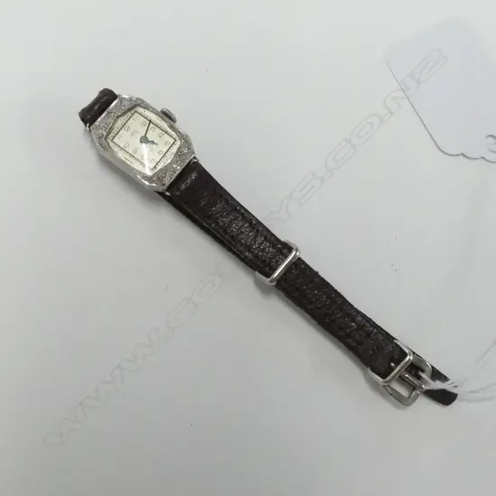 PLATINUM & DIAMOND ART DECO 'ASCO' COCKTAIL WATCH