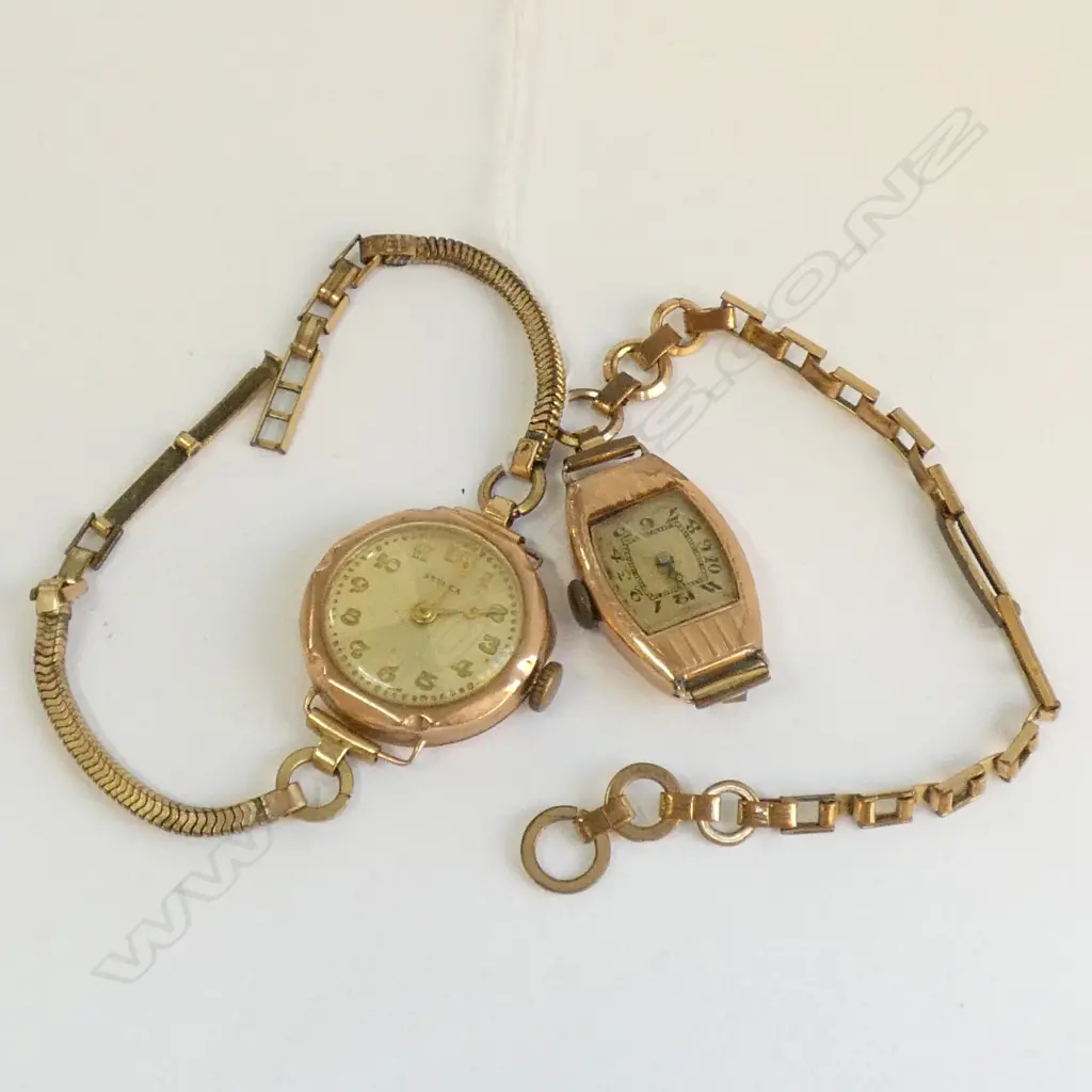 2 9ct GOLD CASED LADY'S WRISTWATCHES Image 1++