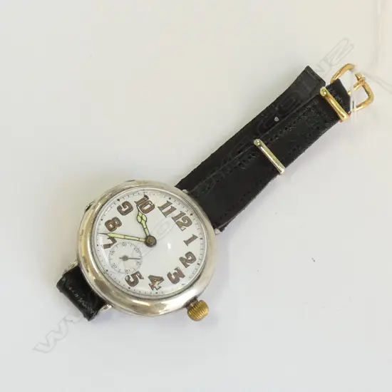 EARLY DENCO SILVER WRISTWATCH w SWISS 15 JEWELL MOVEMENT