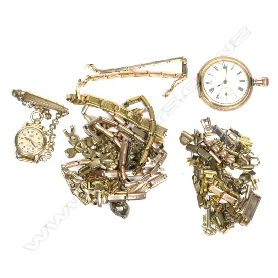GOLD PLATE PART POCKET WATCH & ASST STRAPS
