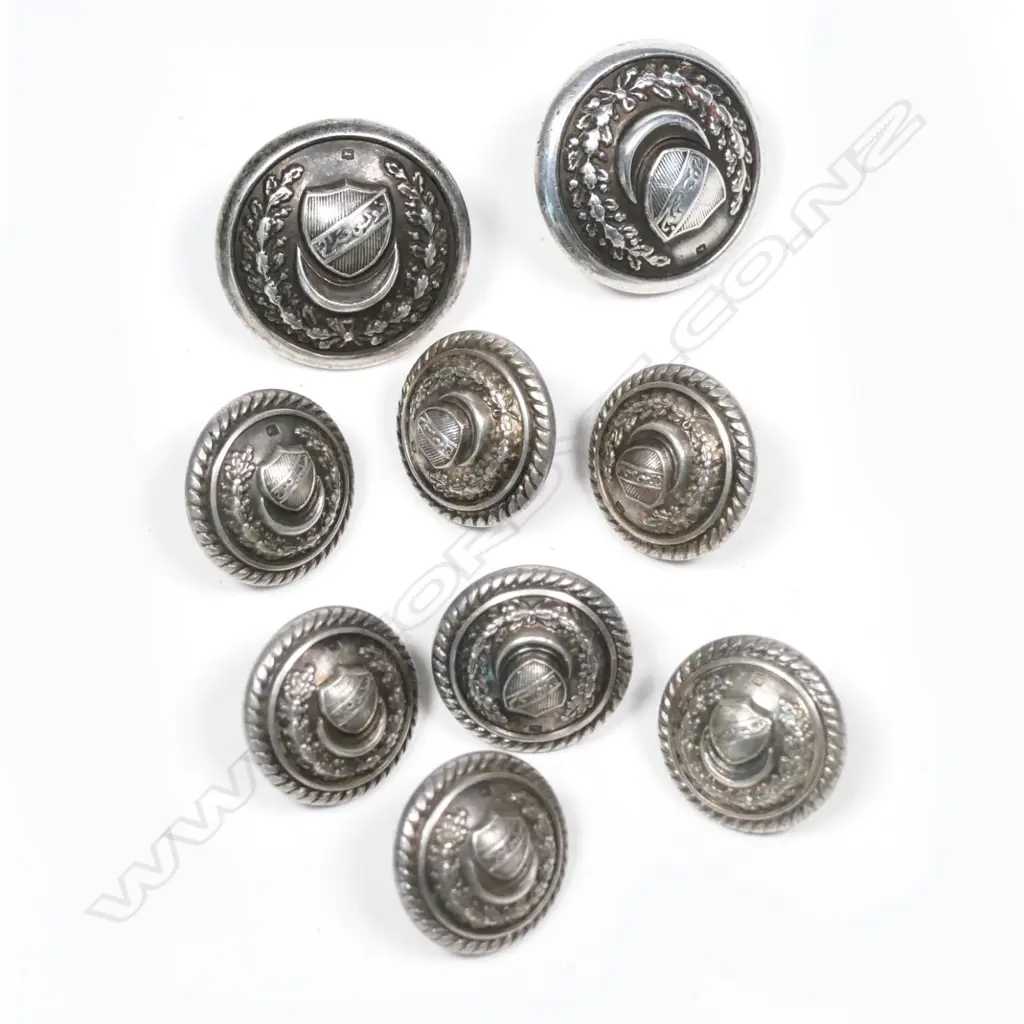 9 SILVER BUTTONS 'KENNING LIVERPOOL'. BIRM.1910 42gms Image 1++
