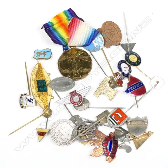 COLLECTION ENAMELED BADGES MEDAL & PINS...