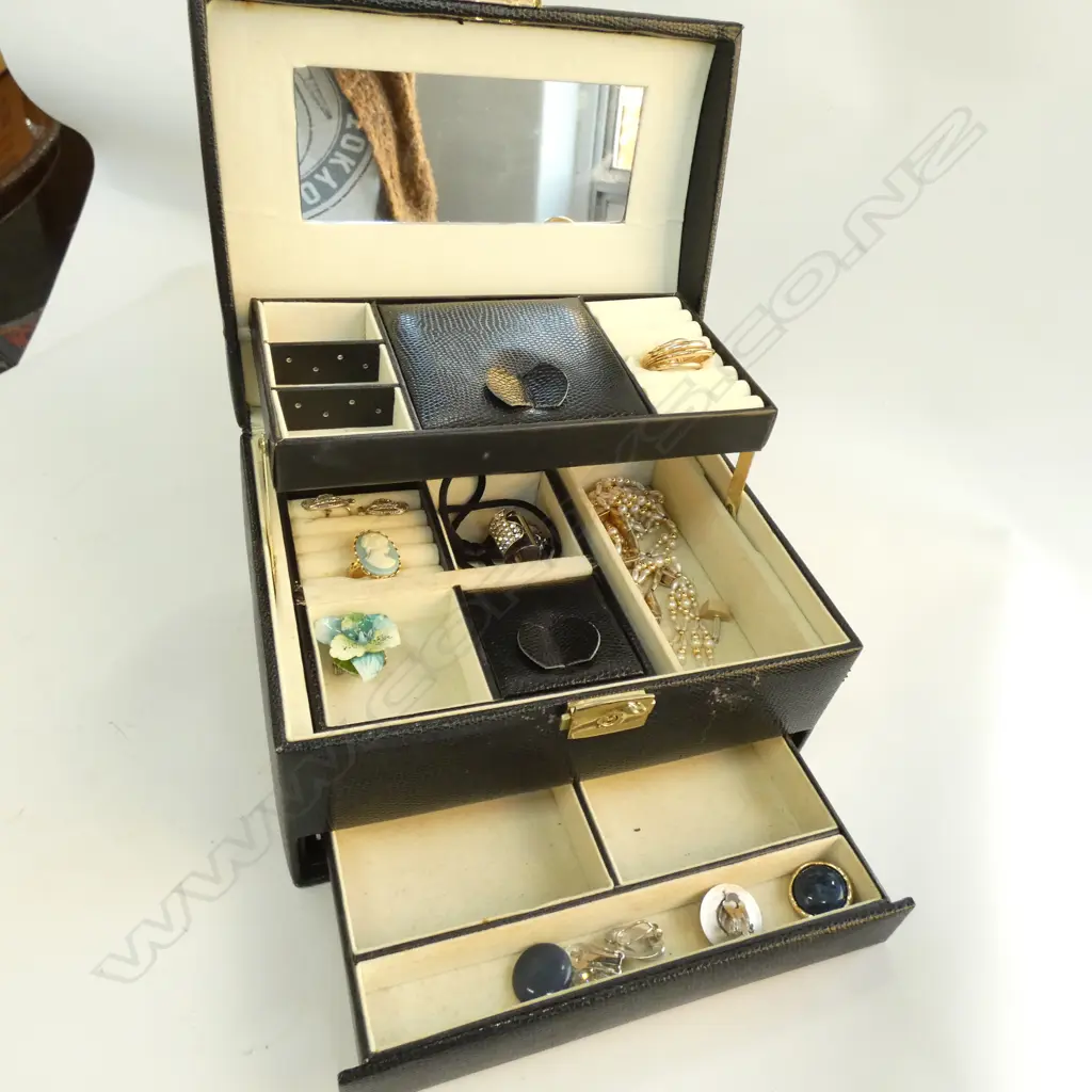 JEWELRY BOX & ASST. COSTUME PCES Image 1++
