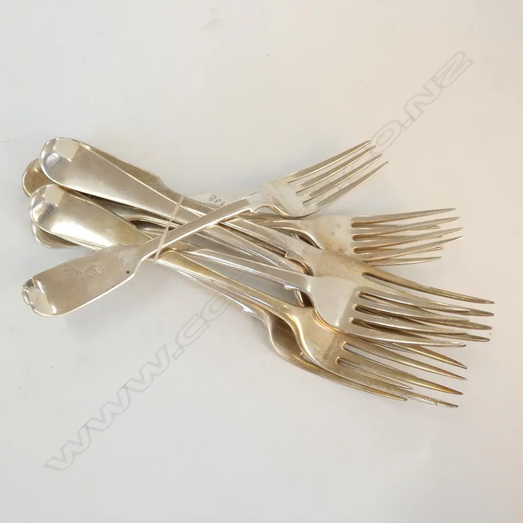 4+3+2 SILVER FORKS 573gm, VARIOUS GEORGIAN & VICTORIAN DATES & MAKERS Image 1++