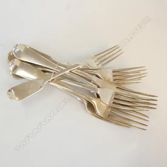 4+3+2 SILVER FORKS 573gm, VARIOUS GEORGIAN & VICTORIAN DATES & MAKERS