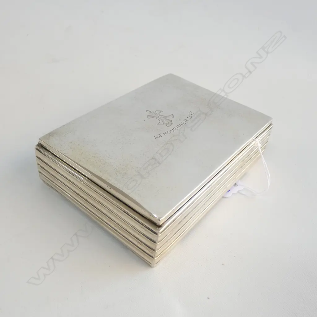 DANISH SILVER CIGARETTE BOX ART DECO RIBBED SIDES Image 1++