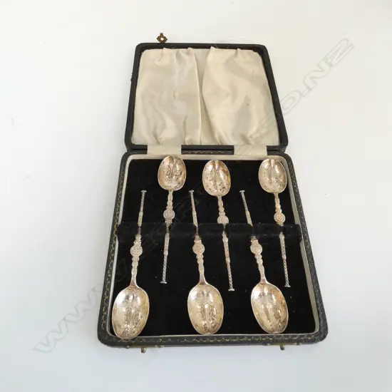 6 CASED CORONATION ANOINTING SPOONS B'HAM 1958 62 GRAMS