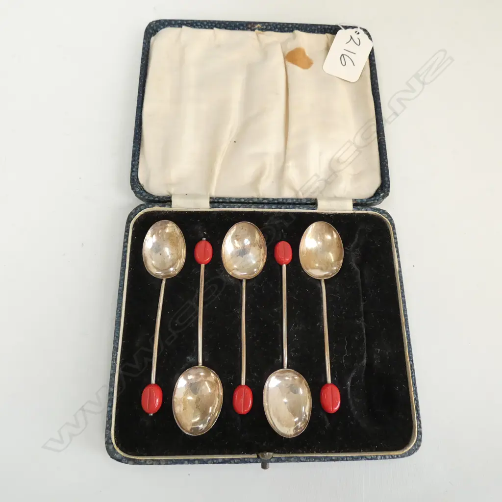 CASED SET STERLING SILVER COFFEE SPOONS (I MISSING) Image 1++