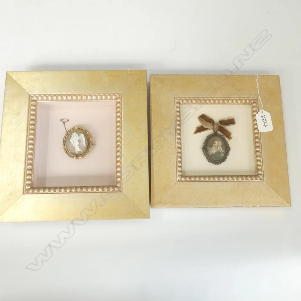 FRAMED VICTORIAN CAMEO AND ANOTHER FRAMED BROOCH Image 1++