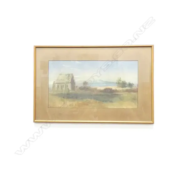 OLD SMALL OIL ON BOARD: 'ST THOMAS' CHURCH RUINS