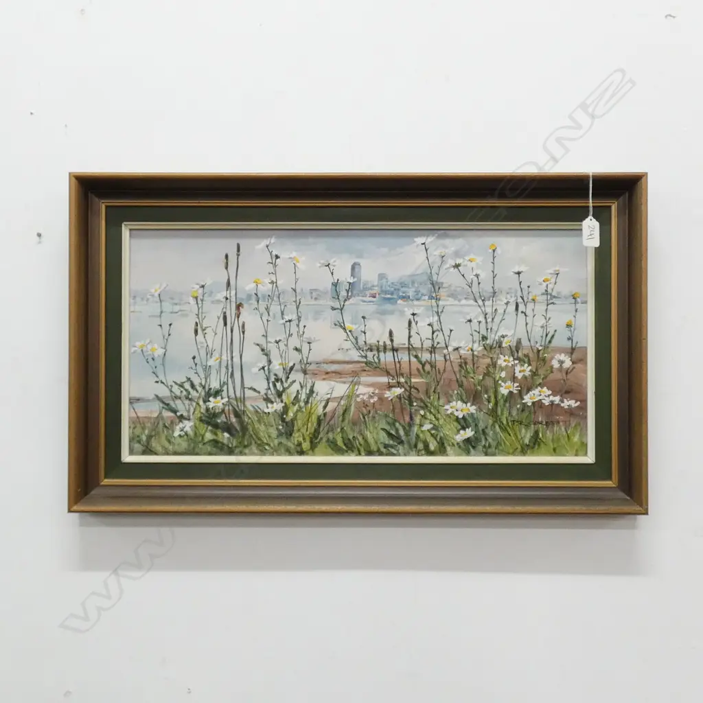PATRICIA R. CORBETT 'AUCKLAND FROM THE MOTORWAY' ACRYLIC ON BOARD, SIGNED Image 1++