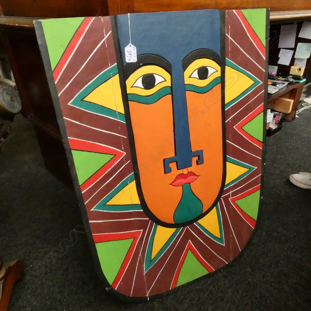 PAINTED CARVED WOODEN PANEL H.800MM AF Image 1++