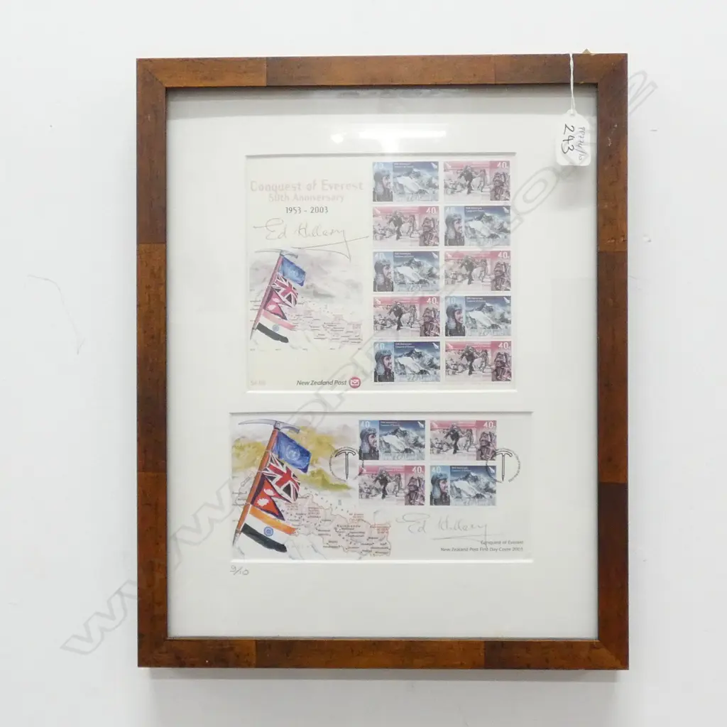 EDMUND HILLARY EVEREST CONQUEST NZ POST FIRST DAY COVER FRAMED Image 1++