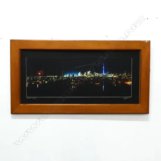 FRAMED PHOTO OF AUCKLAND, 320mm X 860mm