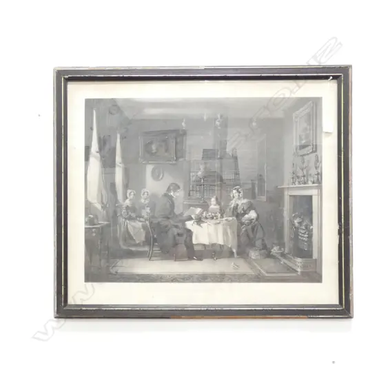 VICTORIAN ENGRAVING 'FAMILY DEVOTION _MORNING' 