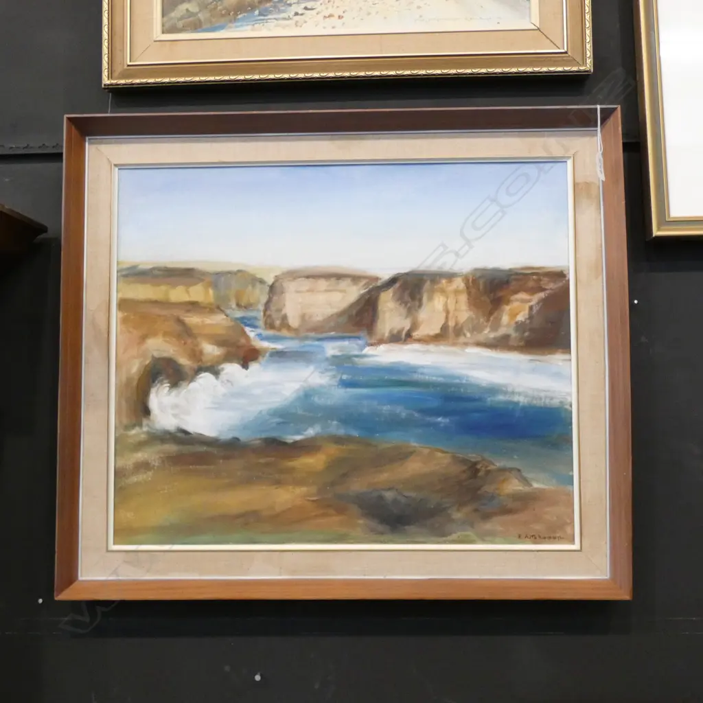 OIL PAINTING - COASTAL SCENE SIGNED E KITSHESON Image 1++