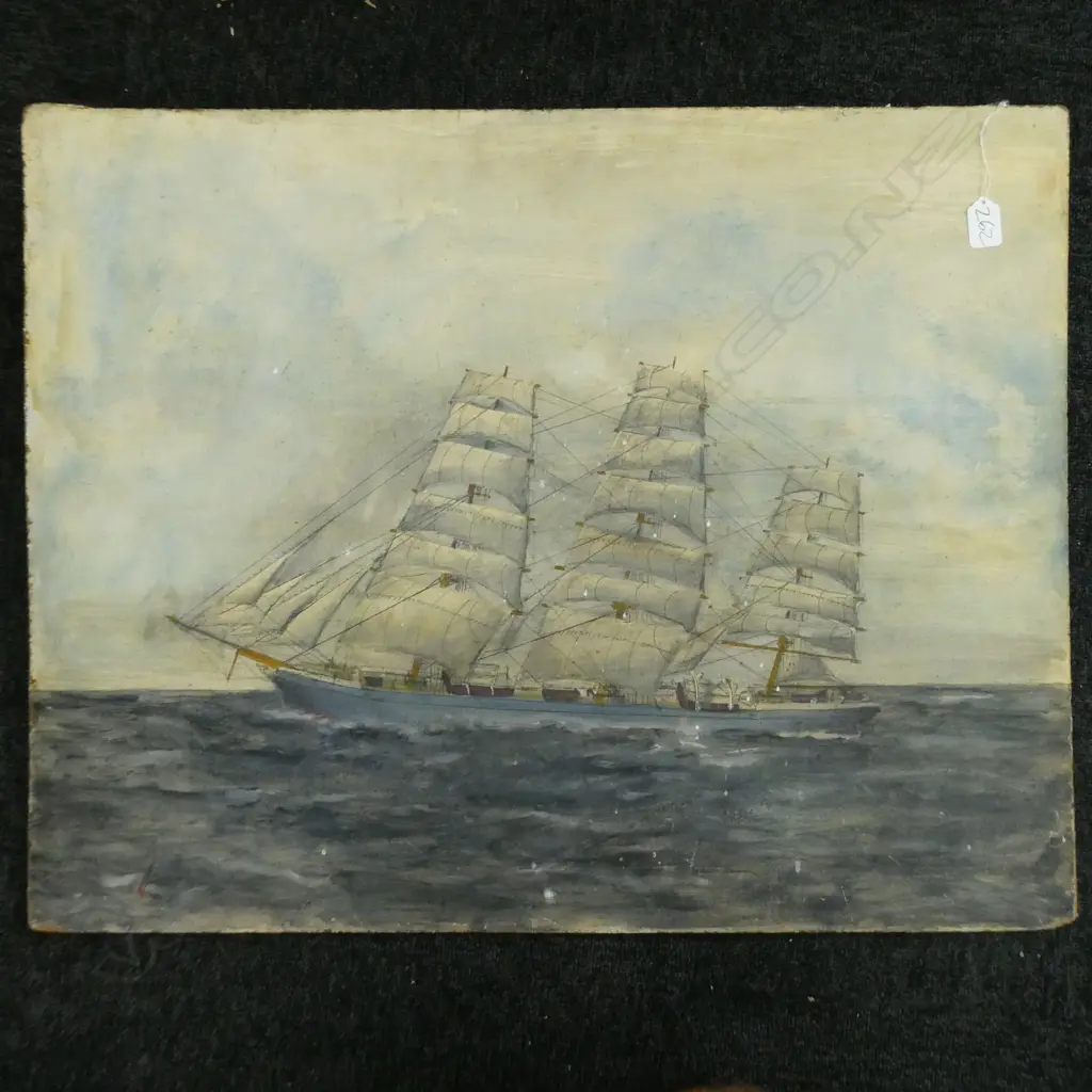 OIL ON BOARD - 3 MASTED CLIPPER SHIP Image 1++