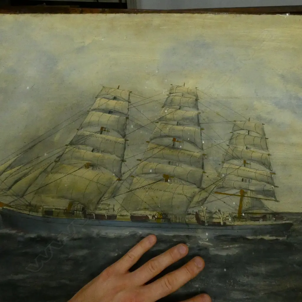 OIL ON BOARD - 3 MASTED CLIPPER SHIP Image 1++