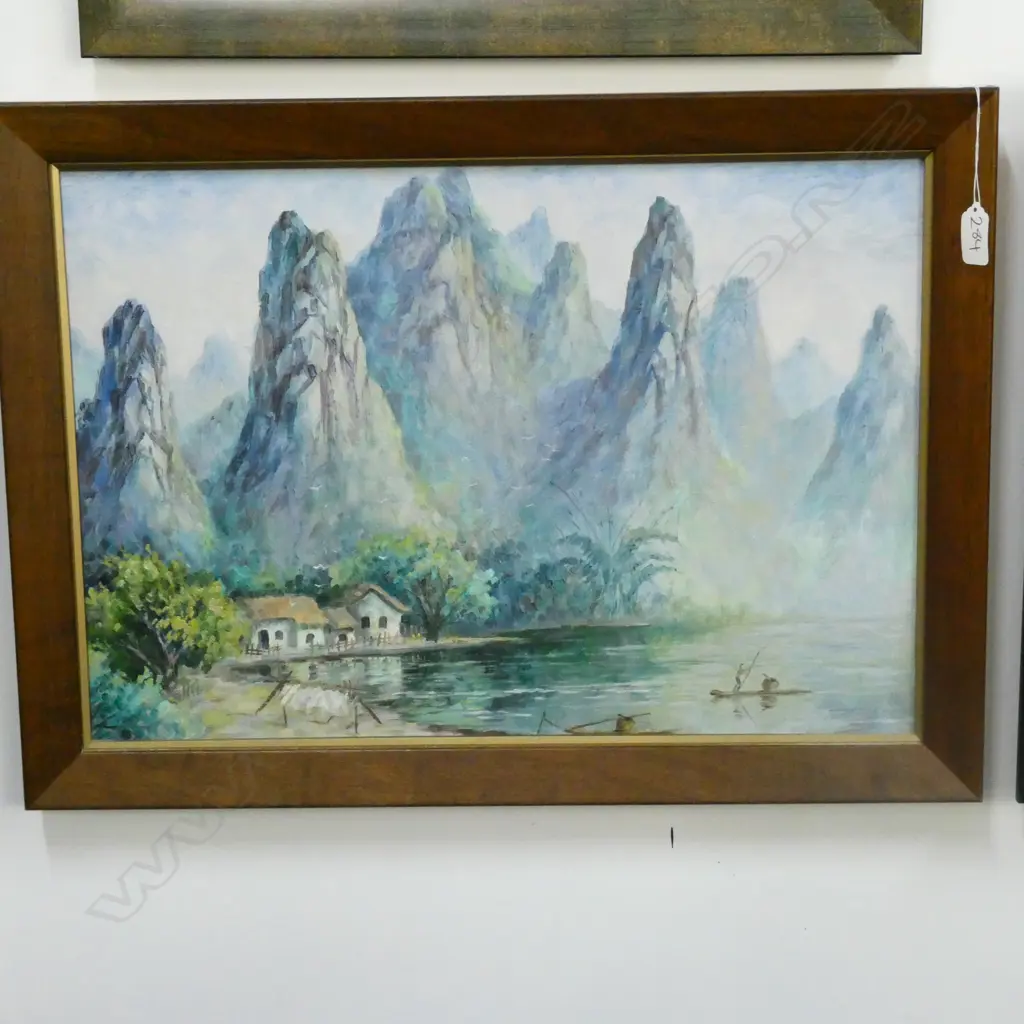 OIL PAINTING - LI RIVER, GUILIN, CHINA. SIGNED ON REVERSE Image 1++