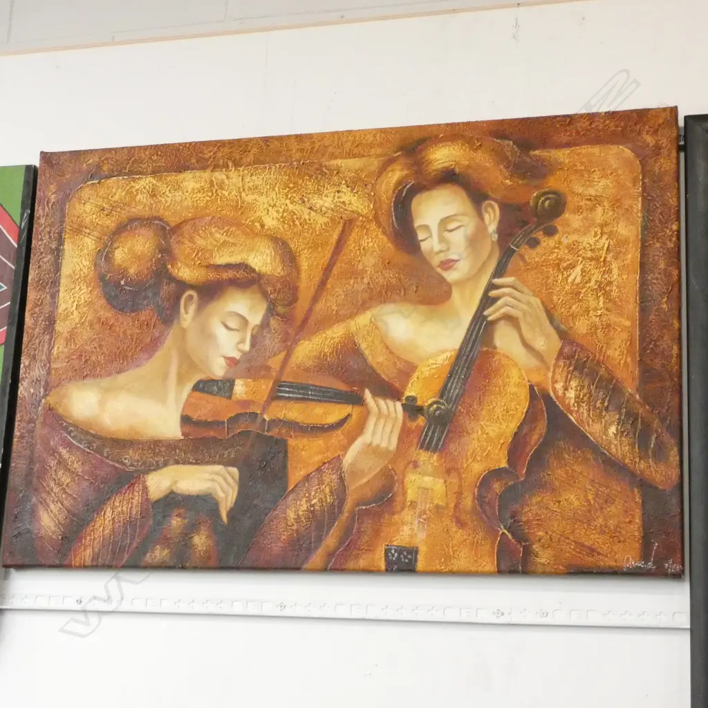 OIL ON CANVAS - 2 VIOLINISTS Image 1++