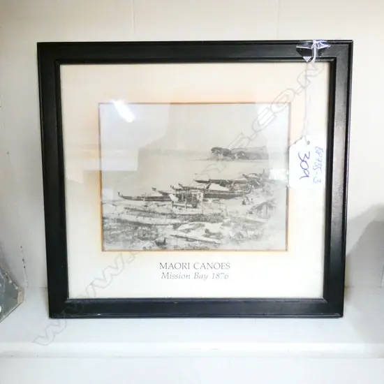 19THC NZ PHOTO 'MAORI CANOES MISSION BAY 1876' 100x130mm