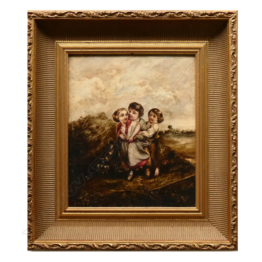 19THC OIL PAINTING - COUNTRY SCENE Image 1++