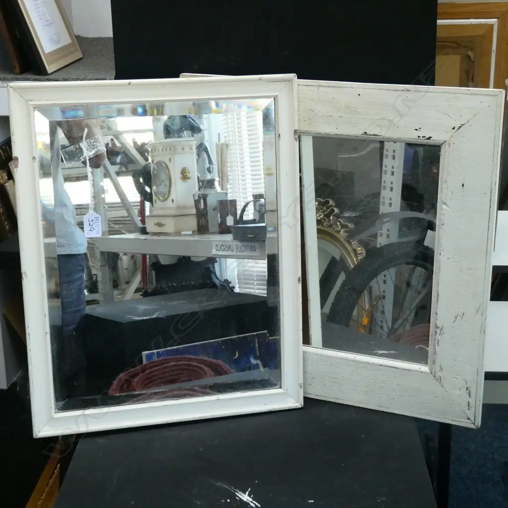 2 RUSTIC FRAMED MIRRORS 500MM SQ Image 1++