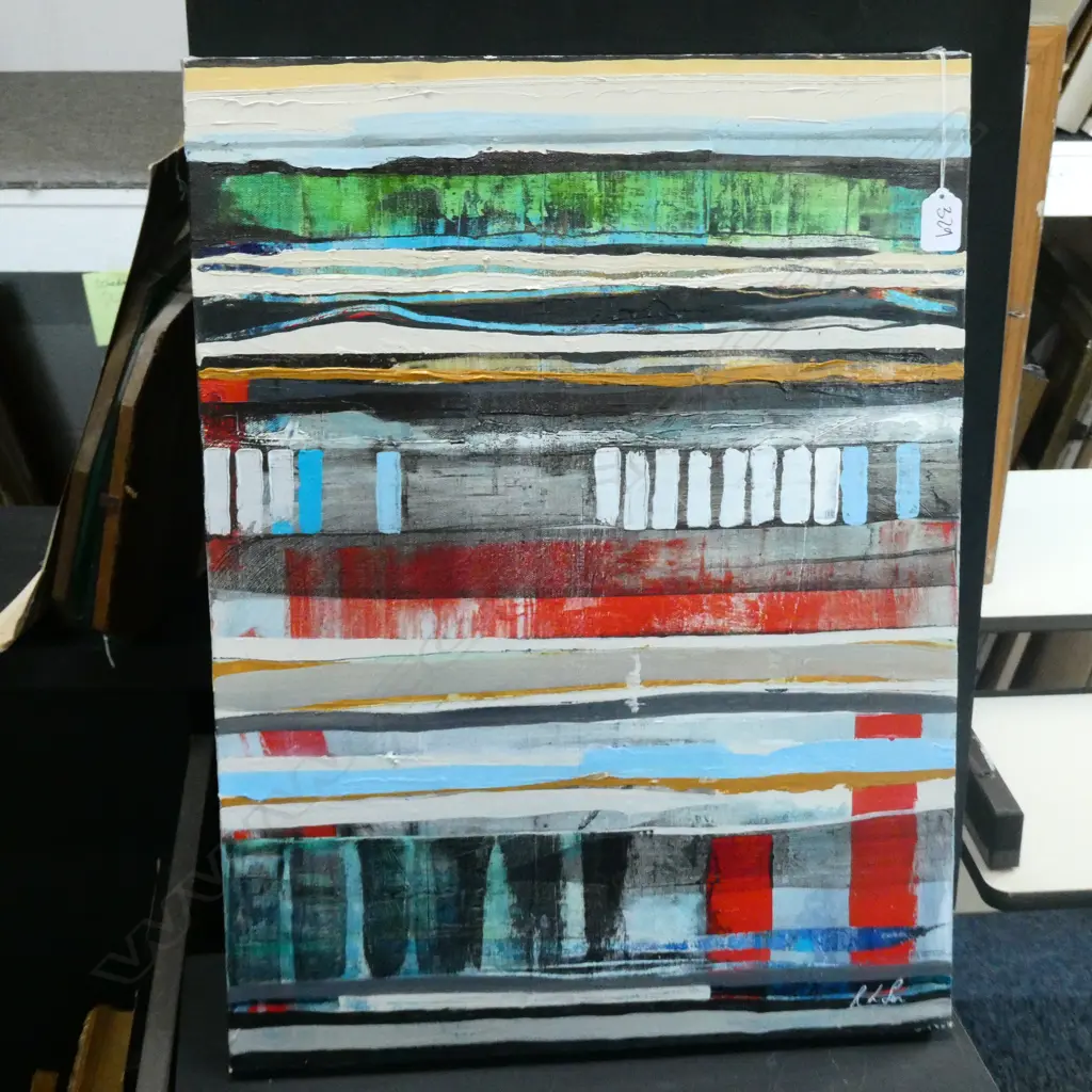 OIL ON CANVAS ABSTRACT SIGNED R L FEN H.600MM W.460MM Image 1++