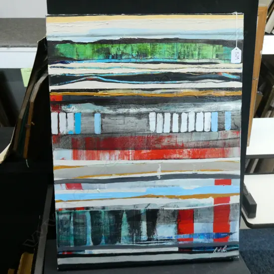 OIL ON CANVAS ABSTRACT SIGNED R L FEN H.600MM W.460MM