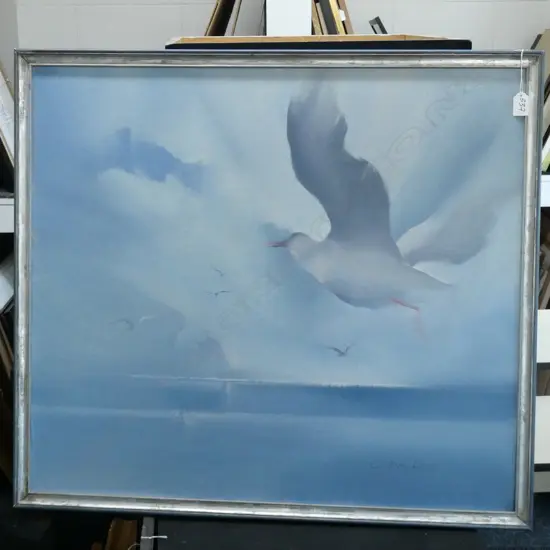 LINDA REID 'FLIGHT MISSION BAY' ACRYLIC ON CANVAS, 1985 835 X 745MM