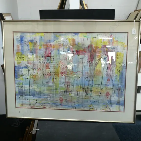 TUI MCLAUCHLAN 'BOATS & BUILDINGS' MIXED MEDIA 1989 905 X 685MM