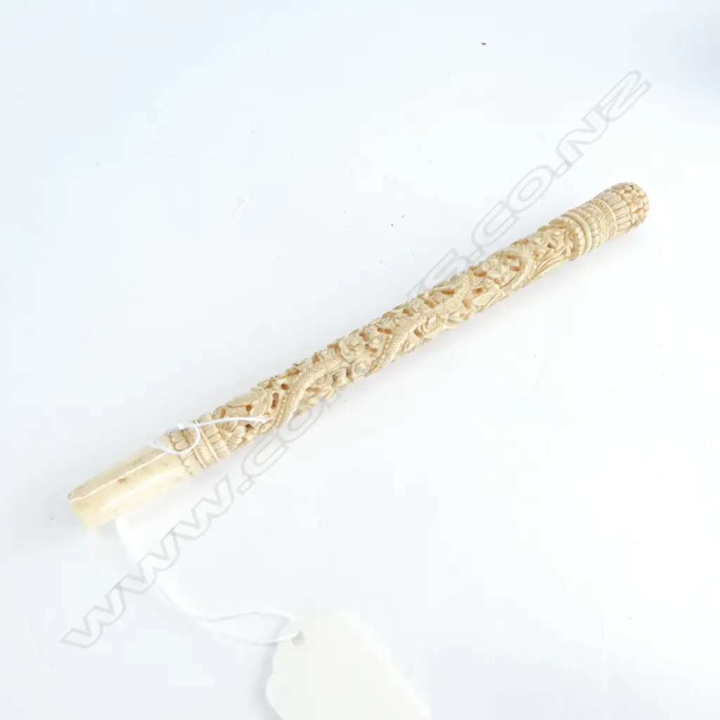 CHINESE CARVED IVORY PARASOL HANDLE Image 1++